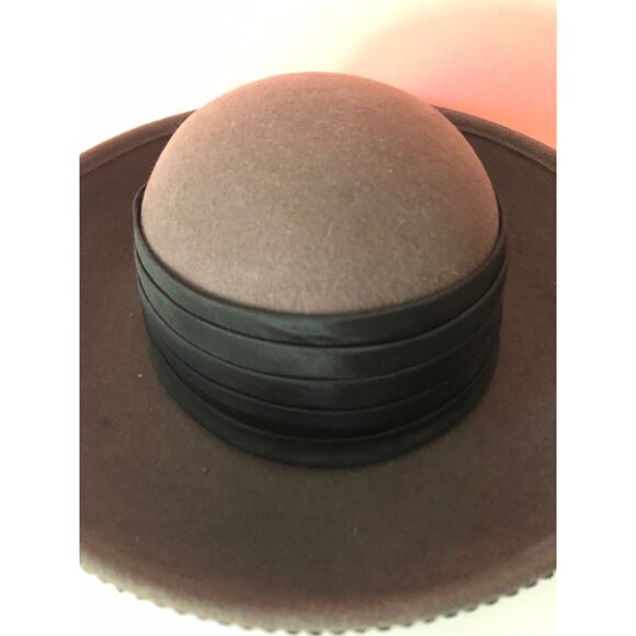 GEORGEORGE W BOLLMAN 100% WOOL BROWN HAT W/BLACK TRIM "EXCELLO" MADE IN USA - Picture 11 of 12